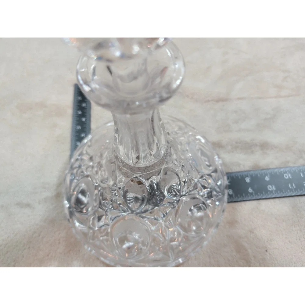 Vintage Cut Lead Crystal Ships Decanter with Faceted‎ Ball Stopper Clear Glass